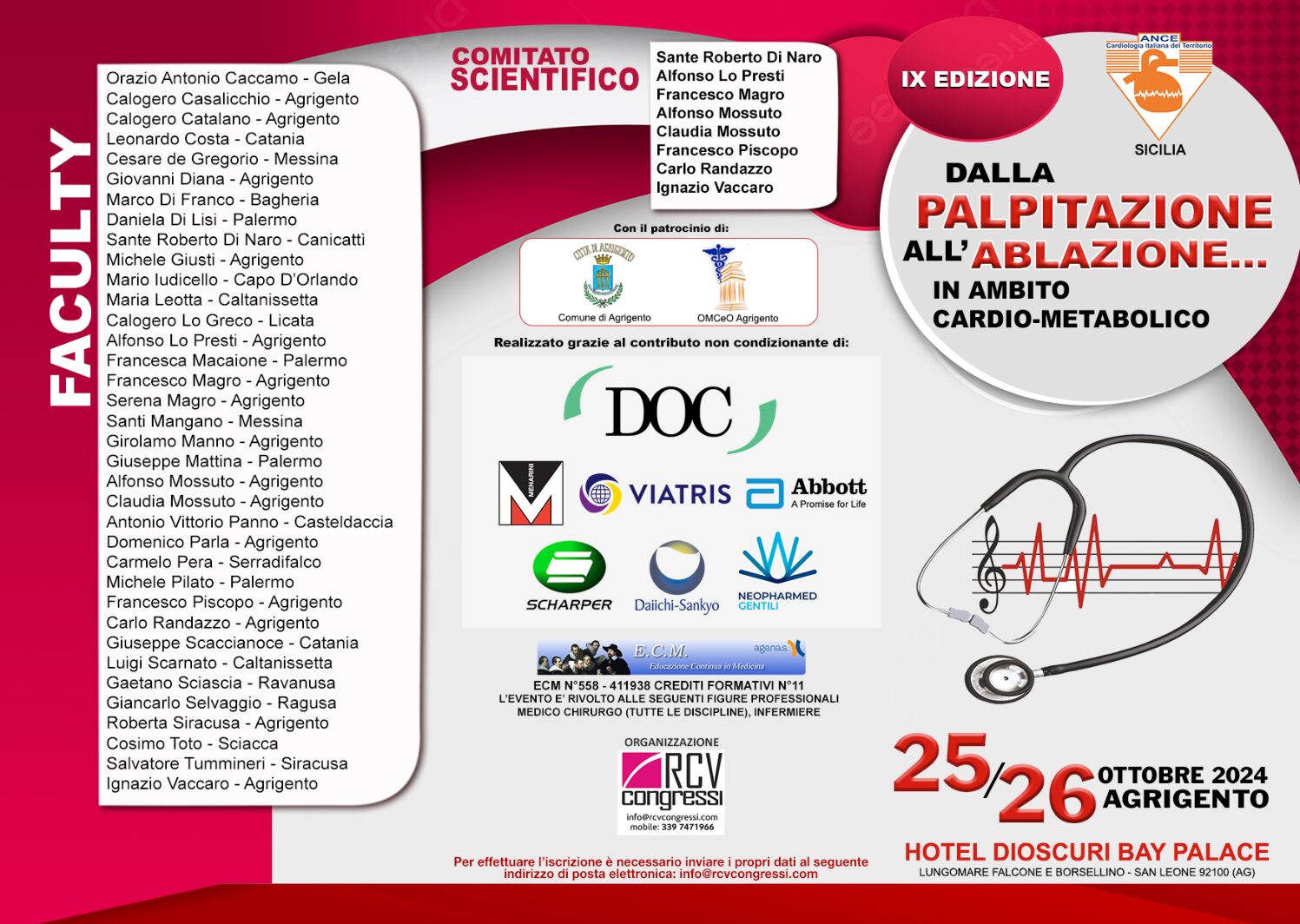 CONVEGNO “ dalla PALPITAZIONe all’ablazione” nona edizione 25/26 ott 2024 agr